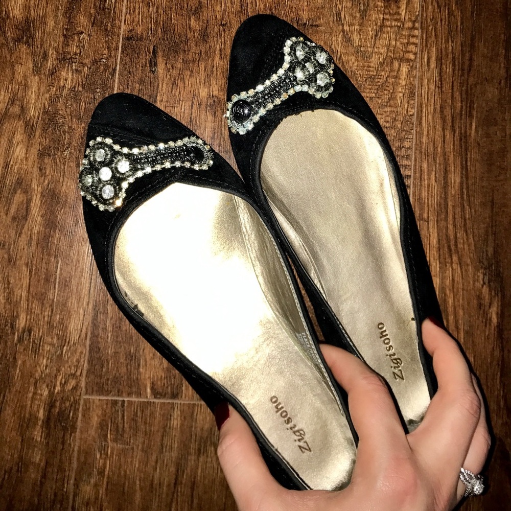 Black suede flats!